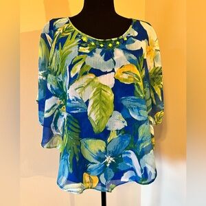 Alfred Dunner Embellished Sheer Lined Top